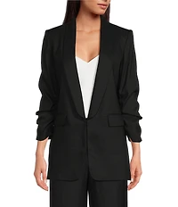 Gianni Bini Jemma Notch Lapel Collar Long Sleeve Linen Blazer