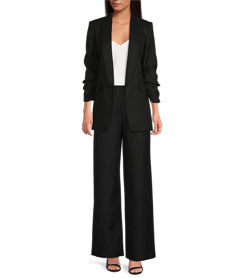 Gianni Bini Jemma Notch Lapel Collar Long Sleeve Linen Blazer