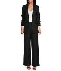 Gianni Bini Jemma Notch Lapel Collar Long Sleeve Linen Blazer