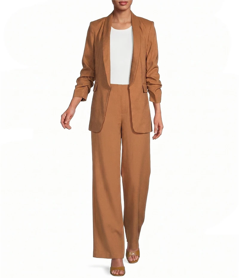 Gianni Bini Jemma Notch Lapel Collar Long Sleeve Linen Blazer