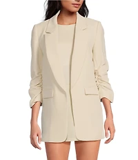 Gianni Bini Jemma Ruched 3/4 Sleeve Shawl Collar Twill Boyfriend Blazer