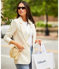 Gianni Bini Jemma Ruched 3/4 Sleeve Shawl Collar Twill Boyfriend Blazer