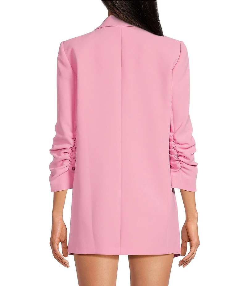 Gianni Bini Jemma Ruched 3/4 Sleeve Shawl Collar Twill Boyfriend Blazer