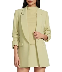 Gianni Bini Jemma Ruched 3/4 Sleeve Shawl Collar Twill Boyfriend Blazer