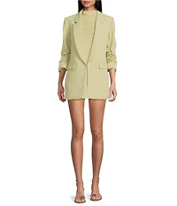 Gianni Bini Jemma Ruched 3/4 Sleeve Shawl Collar Twill Boyfriend Blazer