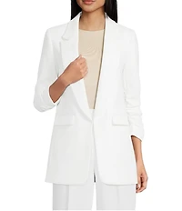 Gianni Bini Jemma Ruched 3/4 Sleeve Shawl Collar Twill Boyfriend Blazer