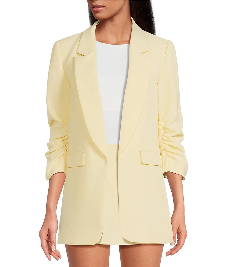 Gianni Bini Jemma Ruched 3/4 Sleeve Shawl Collar Twill Boyfriend Blazer