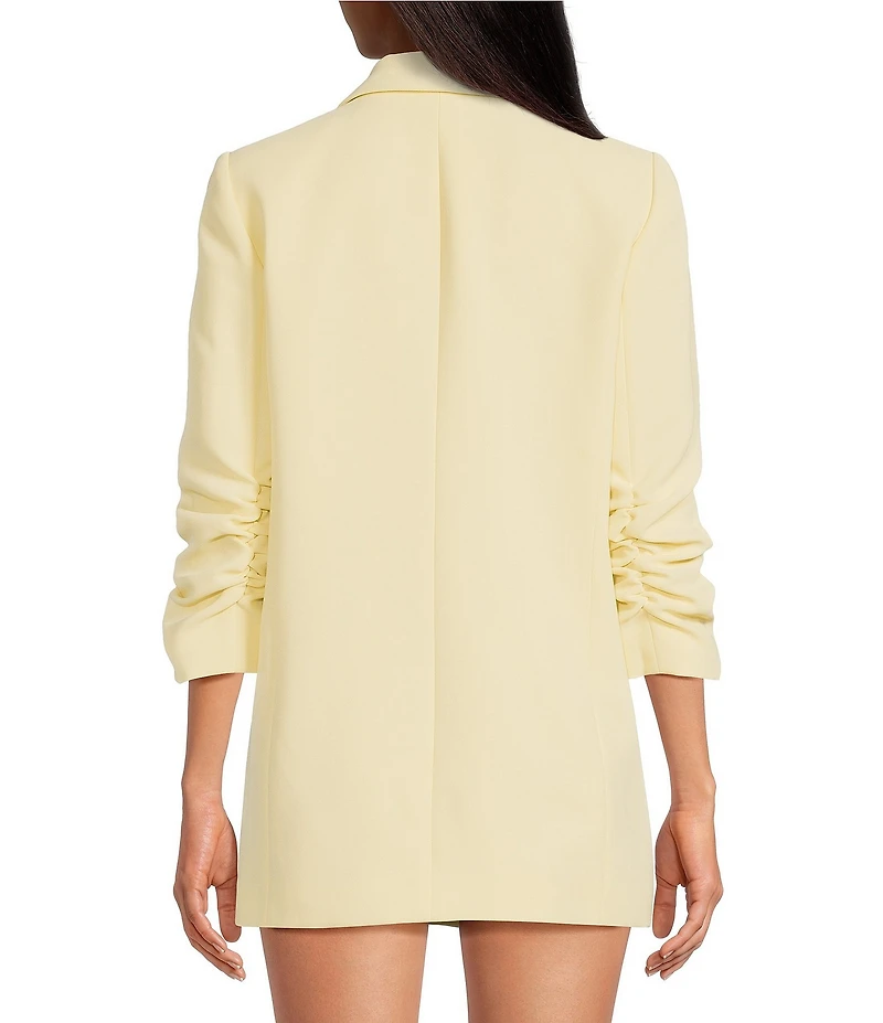 Gianni Bini Jemma Ruched 3/4 Sleeve Shawl Collar Twill Boyfriend Blazer