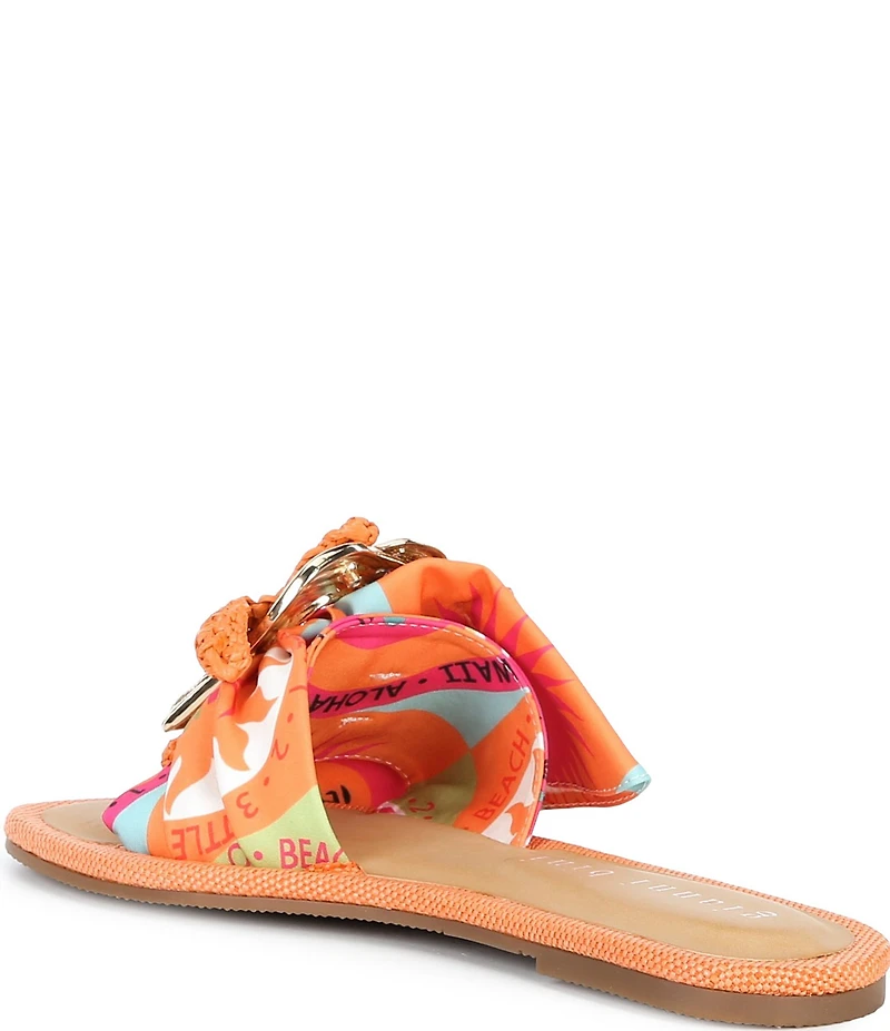 Gianni Bini Jerome Mismatched Raffia and Swirl Ornament Slide Sandals