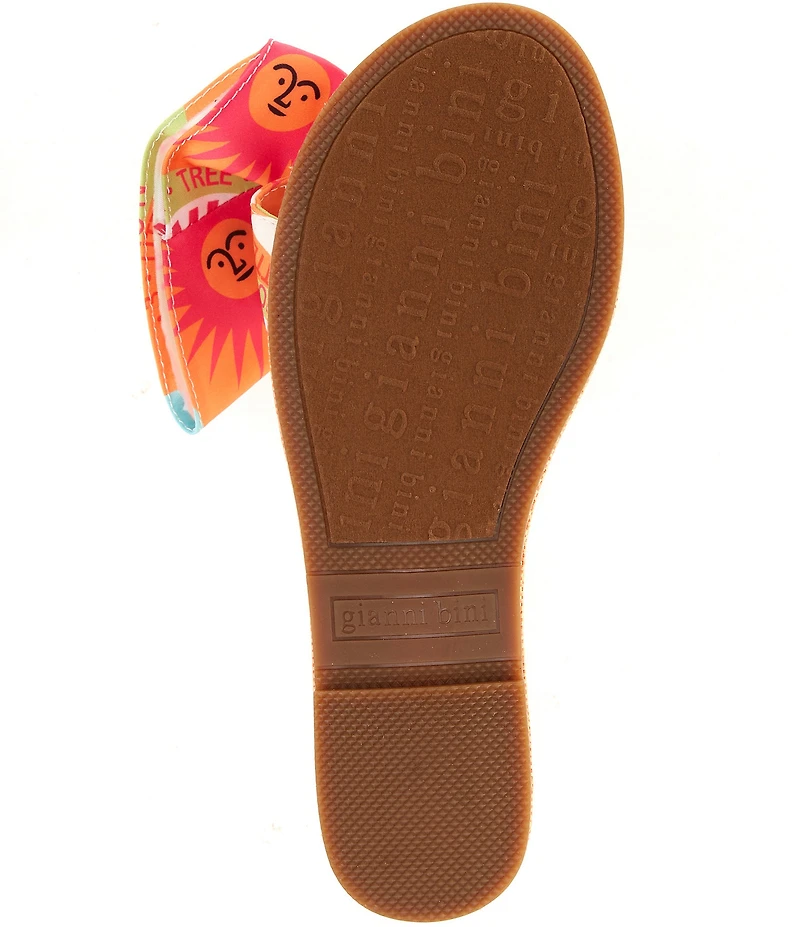 Gianni Bini Jerome Mismatched Raffia and Swirl Ornament Slide Sandals