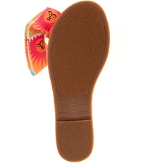 Gianni Bini Jerome Mismatched Raffia and Swirl Ornament Slide Sandals