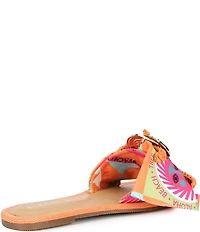 Gianni Bini Jerome Mismatched Raffia and Swirl Ornament Slide Sandals