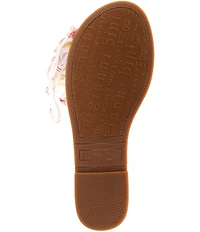 Gianni Bini Jewel Floral Postcard Print Mismatched Pearl Buckle Slide Sandals