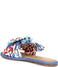 Gianni Bini Jillian Printed Mismatched Shell Ornament Slide Sandals