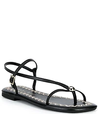 Gianni Bini Joel Strappy Leather Metal Hardware Flat Sandals