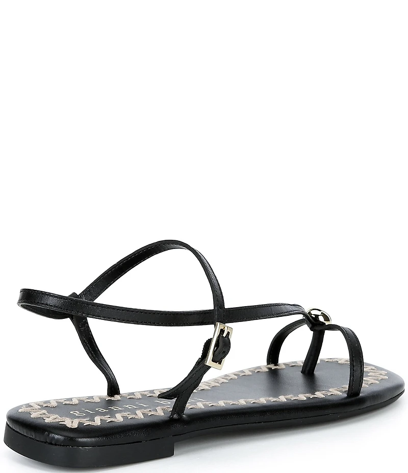 Gianni Bini Joel Strappy Leather Metal Hardware Flat Sandals