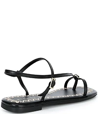 Gianni Bini Joel Strappy Leather Metal Hardware Flat Sandals