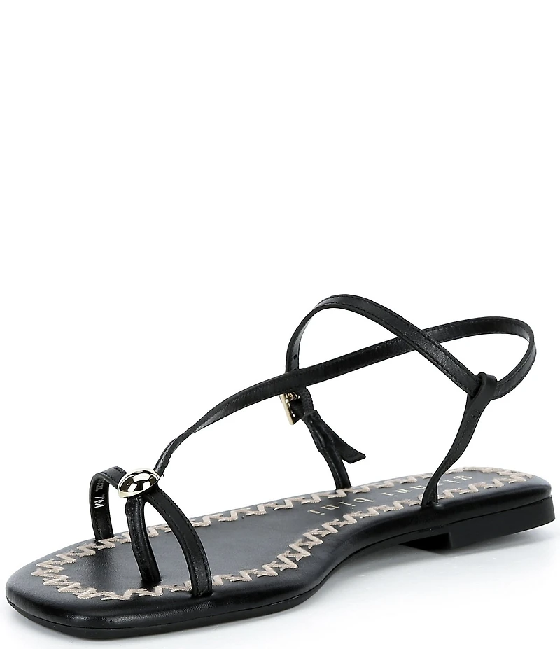 Gianni Bini Joel Strappy Leather Metal Hardware Flat Sandals
