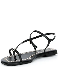 Gianni Bini Joel Strappy Leather Metal Hardware Flat Sandals