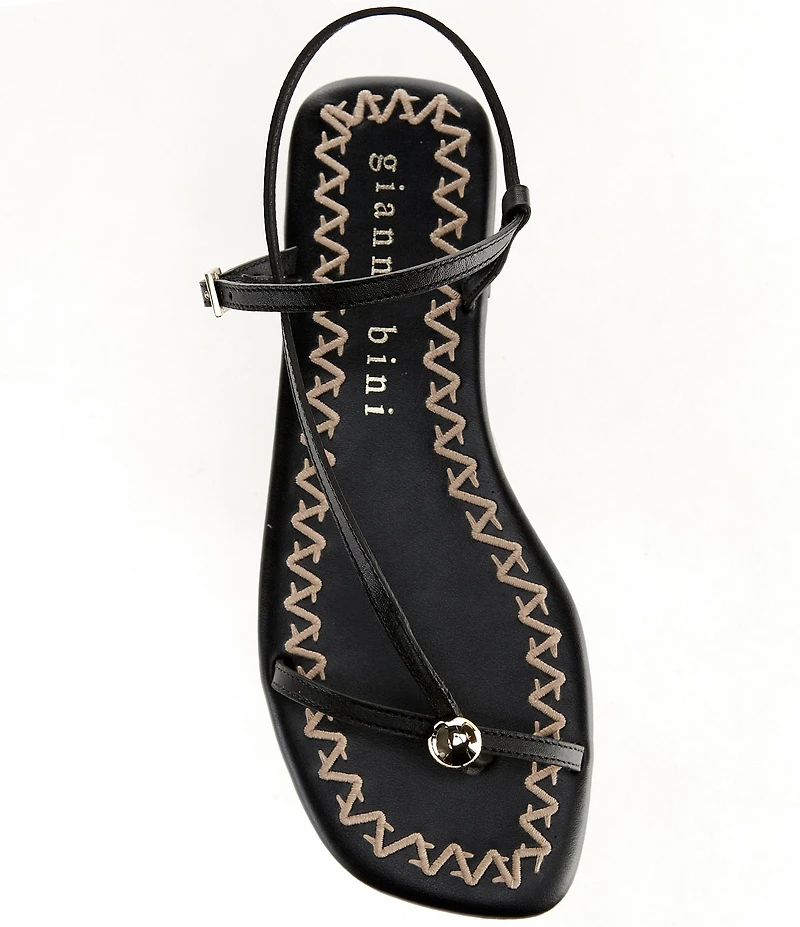 Gianni Bini Joel Strappy Leather Metal Hardware Flat Sandals