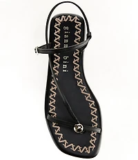 Gianni Bini Joel Strappy Leather Metal Hardware Flat Sandals