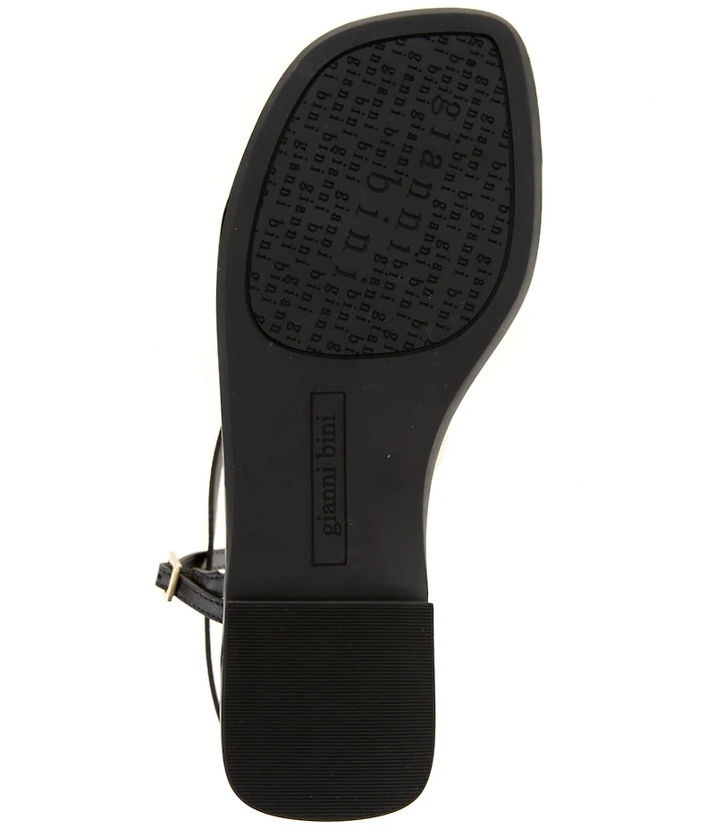 Gianni Bini Joel Strappy Leather Metal Hardware Flat Sandals