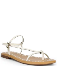 Gianni Bini Joel Strappy Leather Pearl Ornament Flat Sandals