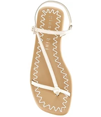 Gianni Bini Joel Strappy Leather Pearl Ornament Flat Sandals