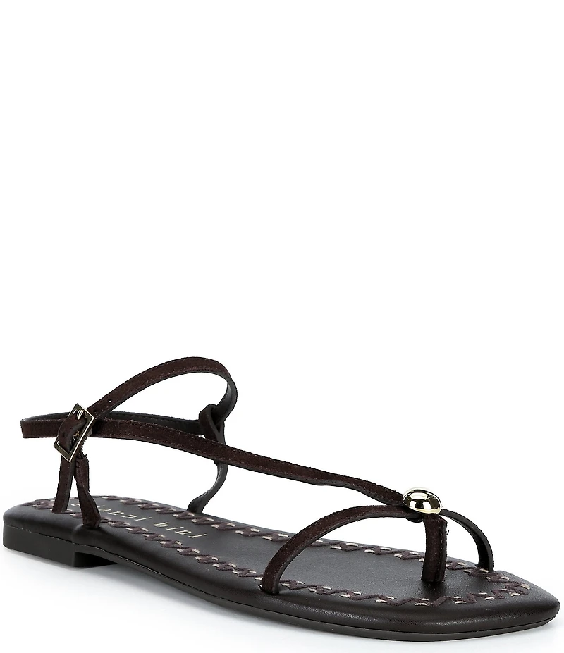 Gianni Bini Joel Strappy Suede Metal Hardware Flat Sandals
