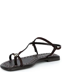 Gianni Bini Joel Strappy Suede Metal Hardware Flat Sandals