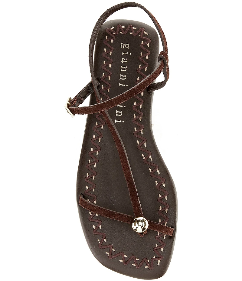 Gianni Bini Joel Strappy Suede Metal Hardware Flat Sandals