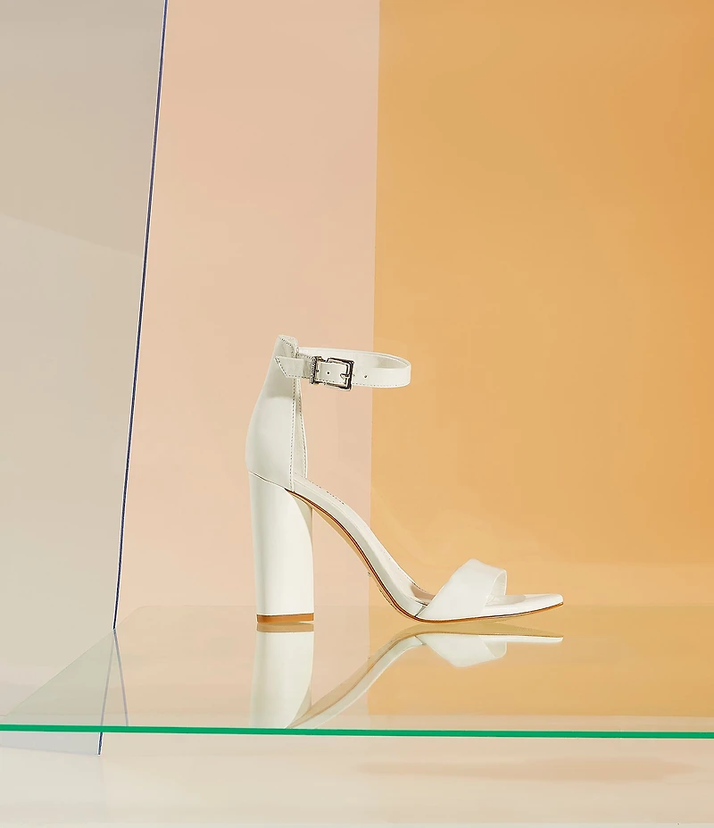 Gianni Bini Joenah Leather Two Piece Ankle Strap Block Heel Dress Sandals