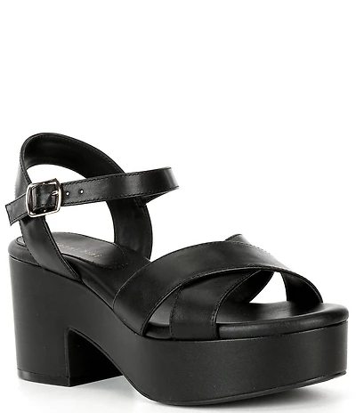 Gianni Bini Joize Leather Cross Band Platform Sandals