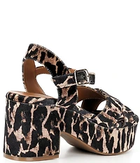 Gianni Bini Joize Leopard Printed Velvet Cross Band Platform Sandals