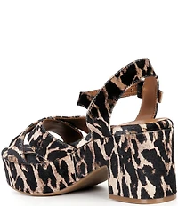 Gianni Bini Joize Leopard Printed Velvet Cross Band Platform Sandals