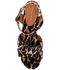 Gianni Bini Joize Leopard Printed Velvet Cross Band Platform Sandals