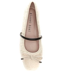 Gianni Bini Josie Faux Shearling Leather Mary Jane Bow Detail Ballerina Flats
