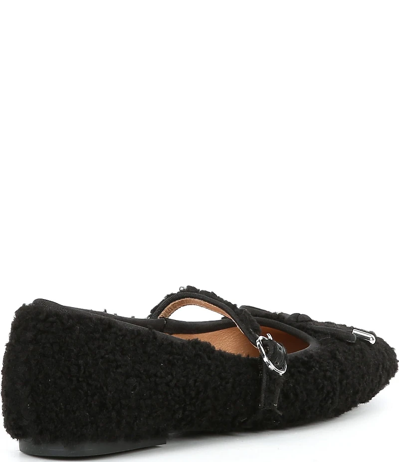 Gianni Bini Josie Two Faux Shearling Mary Jane Bow Detail Ballerina Flats