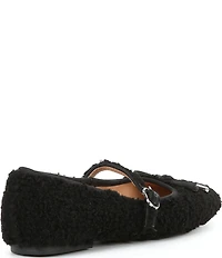 Gianni Bini Josie Two Faux Shearling Mary Jane Bow Detail Ballerina Flats