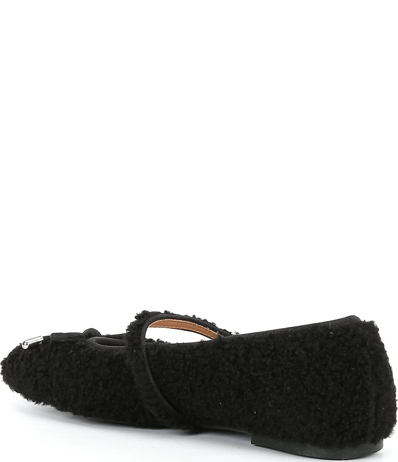 Gianni Bini Josie Two Faux Shearling Mary Jane Bow Detail Ballerina Flats