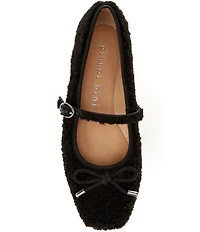 Gianni Bini Josie Two Faux Shearling Mary Jane Bow Detail Ballerina Flats