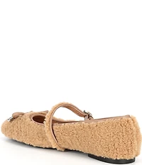 Gianni Bini Josie Two Faux Shearling Mary Jane Bow Detail Ballerina Flats