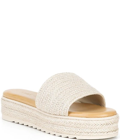 Gianni Bini Karsten Raffia Espadrille Platform Slide Sandals