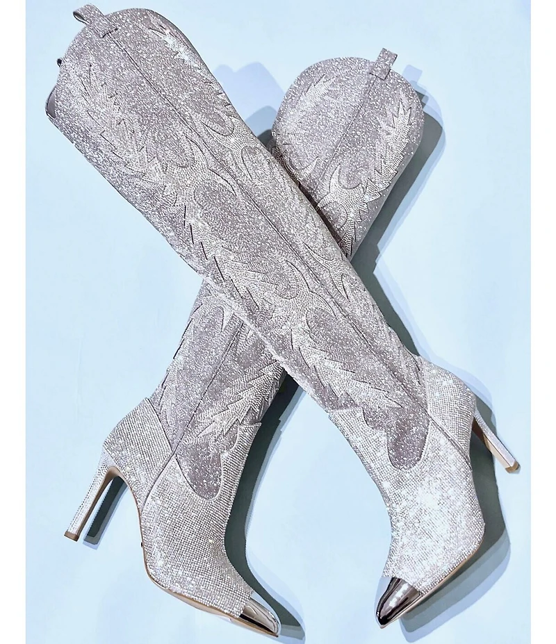 Gianni Bini KatyannaTwo Over-the-Knee Rhinestone Embellished Western Dress Boots