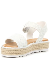 Gianni Bini Keegan Four Pearl Embellished Oversized Buckle Platform Espadrille Sandals