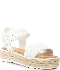 Gianni Bini Keegan Four Pearl Embellished Oversized Buckle Platform Espadrille Sandals