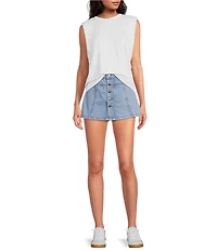 Gianni Bini Kelia Muscle Shoulder Pad Sleeveless Crew Neck Knit Tank
