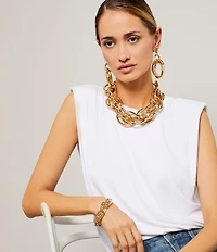 Gianni Bini Kelia Muscle Shoulder Pad Sleeveless Crew Neck Knit Tank