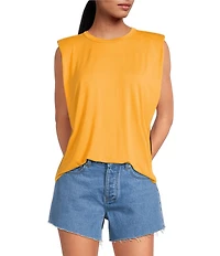 Gianni Bini Kelia Muscle Shoulder Pad Sleeveless Crew Neck Knit Tank
