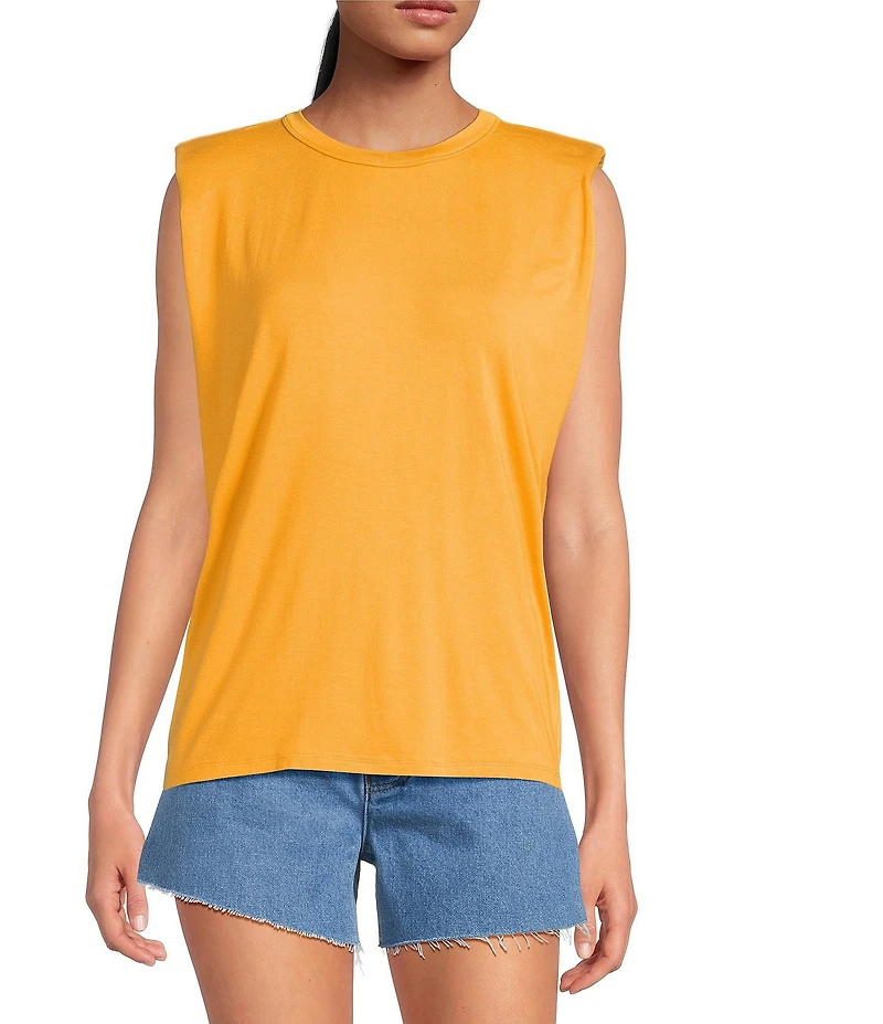Gianni Bini Kelia Muscle Shoulder Pad Sleeveless Crew Neck Knit Tank